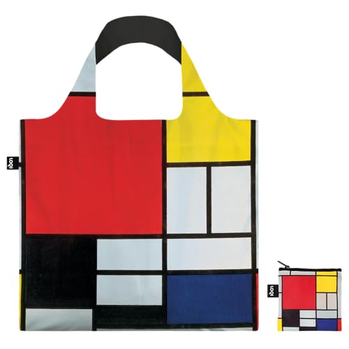 LOQI Composición con bolsa reciclada rojo, amarillo, azul y negro LOQI Composición con bolsa reciclada rojo, amarillo, azul y negro