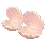 BESPORTBLE 2St Schmuckschale aus Keramik abnehmbarer Lampenschirmhalter Schmuckregal Fach Ring Keramik Schmuckablage Muschel Schmuckdose Schlüsselablage kleines dekoratives Tablett Rosa