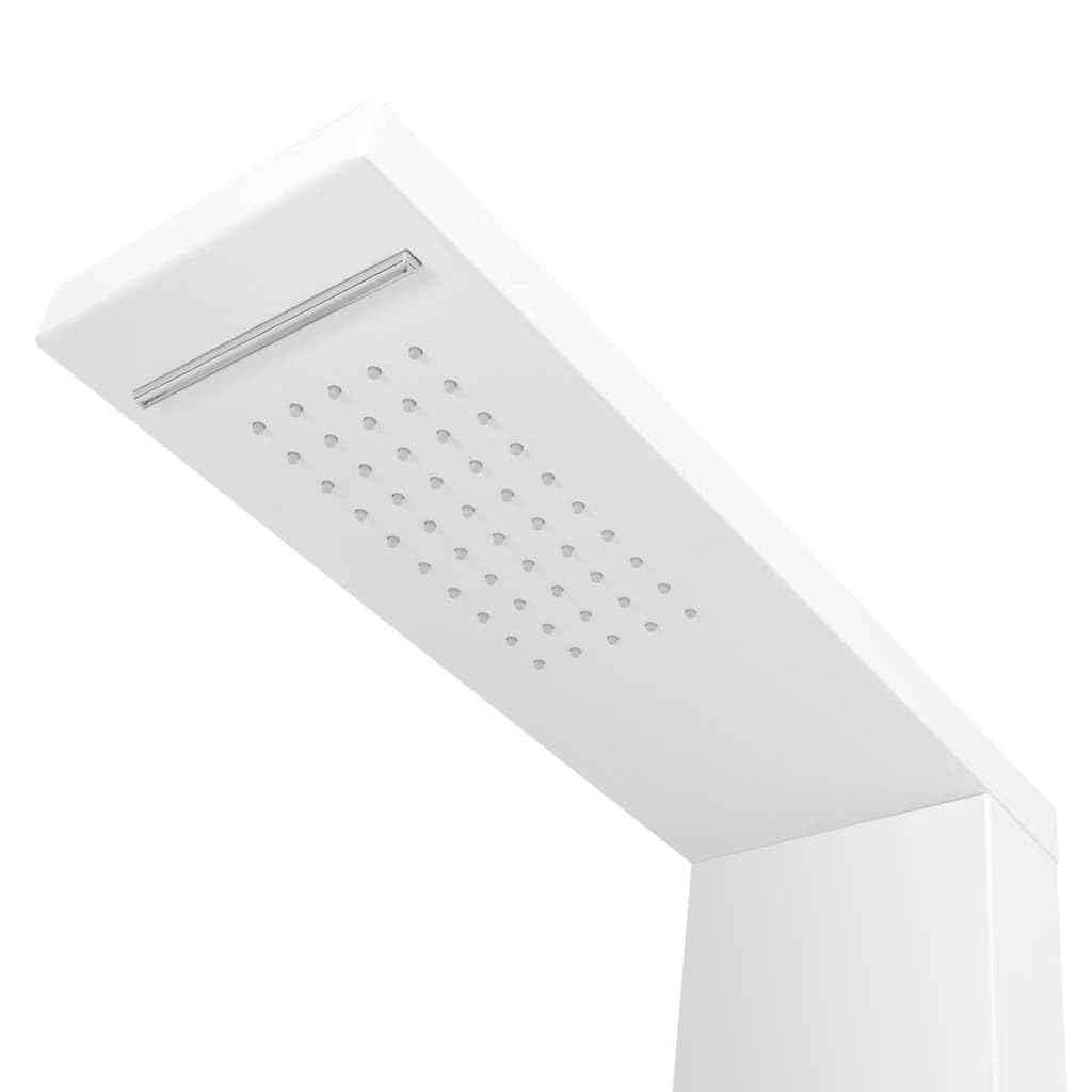 Sistema di pannelli doccia in alluminio bianco opaco, 15 x 47 x 130 cm, con 4 modalità di pioggia, cascata, massaggio e soffione doccia, ugelli in silicone contro il calcare