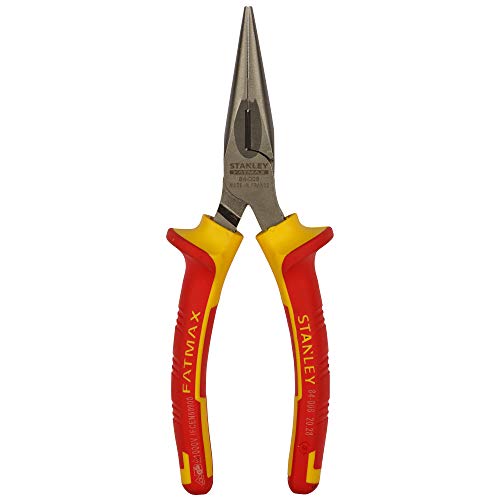 Stanley 0-84-006 Nose Plier MaxSteel VDE straight, Yellow/Red