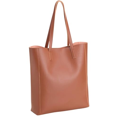 Bolsa Tote Feminina Ombro Couro Vegano Premium Design Moderno Elegante (Caramelo)