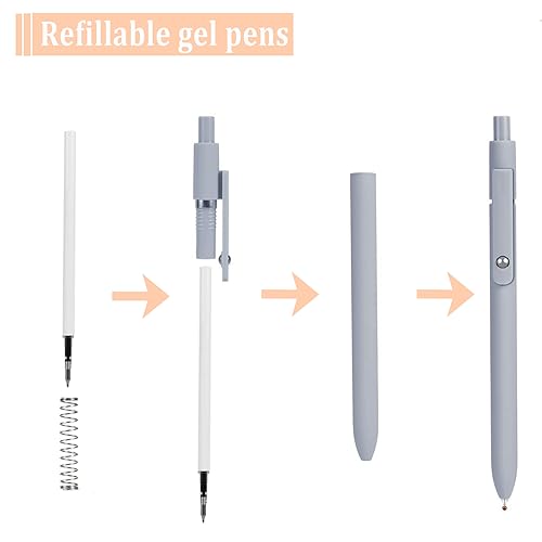 Set 5 bolígrafos gel punta fina 0.5 mm tinta negra retráctil miniatura 2