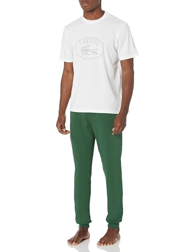 Lacoste Men's Pajama Set with Contrast Logo Print Pants