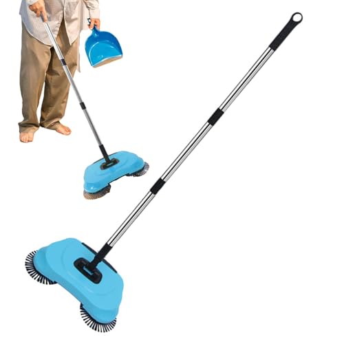 Limpiador de alfombras, barredora de mano, escoba no eléctrica, herramientas de limpieza de suelos, barredora con mango ajustable para limpiar pelos de animales, residuos sueltos y F