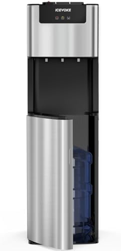 ICEVOKE Self-Cleaning Bottom Loading Water Cooler Water Dispenser for 3 or 5 Gallon Bottles - Hot, Room & Cold Water, Child-Safety Lock, for Home/Kitchen/Office