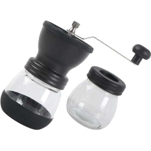 COHEALI Manual Coffee Grinder with Washable Burr Hand Coffee Mill for Camping and Home Use Heat-resistant Manual Grinder Preserving Rich Aroma Compact and Black Hand-crank
