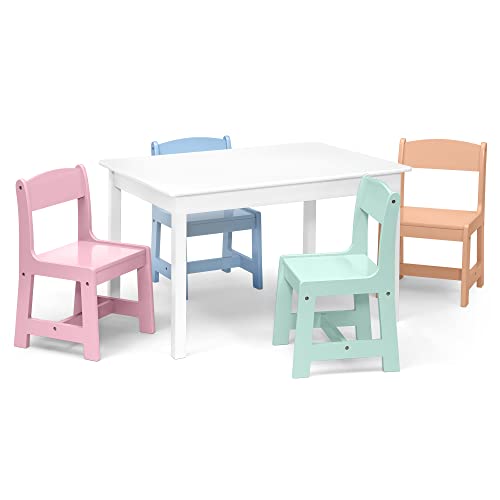 Delta Children Mysize Kids Table With 4 Chairs, Bianca White/Pastel #TOP20