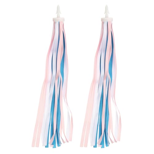 PATIKIL Bike Streamers, Colorful Scooter Handlebar Tassels Grips Ribbon Accessories Decorations for Bicycle Tricycle Handles, Pink Blue