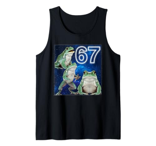 67 Meme Frog Howling At The Moon Parody 67 Six Seven Meme Tank Top