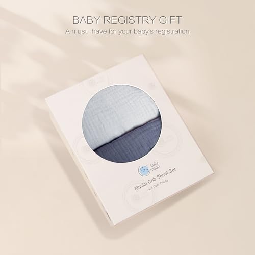 Image of lulumoon Baby Muslin Crib Sheets - Toddler Cotton Fitted Crib Sheets Neutral for Boys and Girls 2Pack