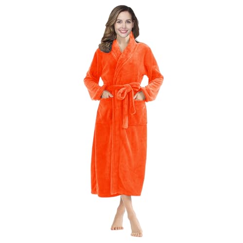 Image of RONGTAI Womens Bathrobe Ladies Fleece Plush Warm Long Robes Fleece Nightgown Sleepwear