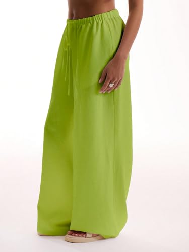 Image of RoseSeek Women's Beach Cover Ups Wide Leg Loose Linen Pants Swimsuit Coverup Summer Vacation Outfits 2026