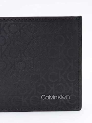 Image of Calvin Klein Logo black leather bi-fold wallet