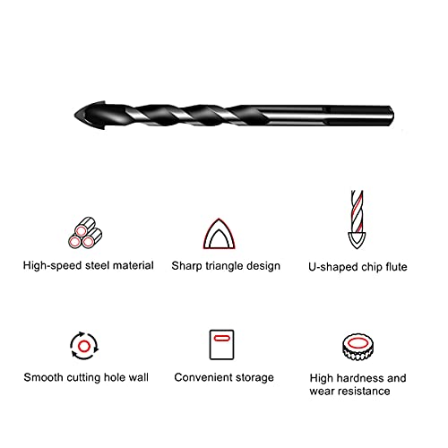 Yenjo 15 Pcs Masonry Drill Bits Set, Concrete Drill Bit Tile Ceramic Drill Bit Carbide Twist Tips Drilling Bits For Soft Ceramic Tile, Glass, Plastic, Cement, Concrete,Wood(3-16Mm) #TOP2