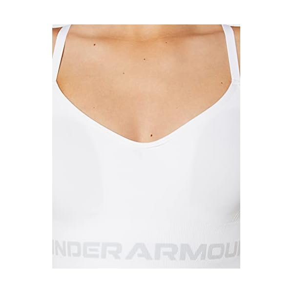 Under-Armour-Womens-Seamless-Low-Impact-Long-Bra Under Armour Women's Seamless Low Impact Long Sports Bra , White (100)/Halo Gray , X-Large