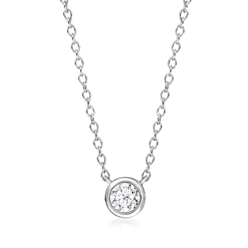 Ross-Simons 0.15 Carat Bezel-Set Lab-Grown Diamond Necklace in Sterling Silver