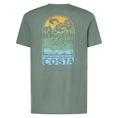 Costa Del Mar Mens Stream to Sea East T-Shirt, Moss Green, Medium