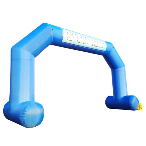 Premium 20ft Start and Finish Line Inflatable Arch in Black - Includes Powerful Blower, Hexagonal Design for Outdoor Race Advertising and Commerce (Blue)