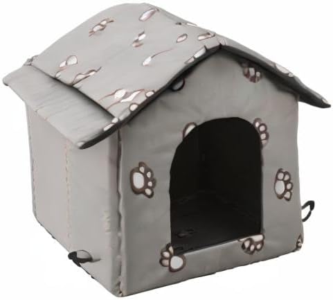 Size Large VARMTOR Outdoor Cat House, Cat Houses for Outdoor Cats, Weatherproof Warm and Insulated Cat House with Transparent Curtain Pet House, Stray Cats Shelter