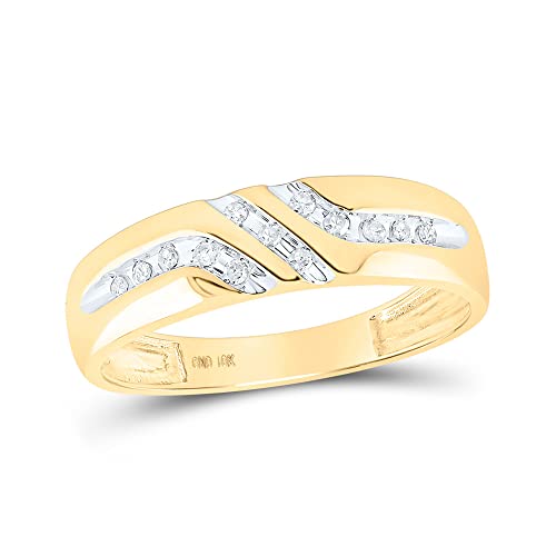 Jewels By Lux 10K Yellow Gold Men's Round Diamond Wedding Band Ring 1/8 Cttw, Men's Size: 8-12