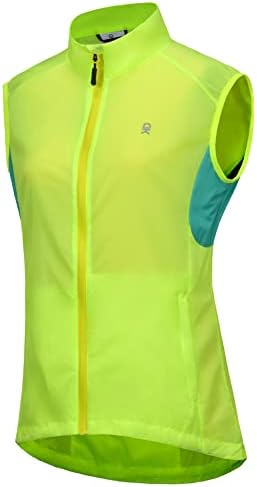 Little Donkey Andy Women's Cycling Vest Reflective Bike Vest, Wind Vest Lightweight Breathable UPF 50 for Golf Running Fluorescent Yellow L