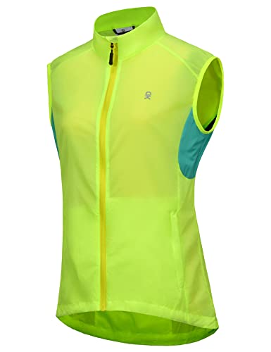 Little Donkey Andy Women's Cycling Vest Reflective Bike Vest, Wind Vest Lightweight Breathable Upf 50 For Golf Running Fluorescent Yellow L #TOP3