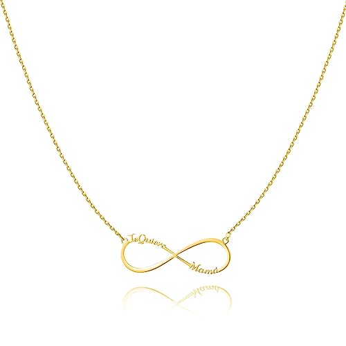 MARLION JEWELS Collar de Acero Inoxidable 316L con un Símbolo de Infinito y la frase Te Quiero Mamá. Colgante de Acero Inox con Baño en Plata u Oro 18K. Perfecto para Regalo