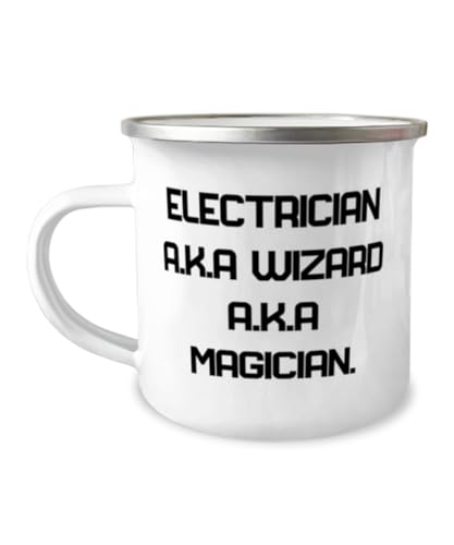 Electrician A.K.A Wizard A.K.A Magician. 12oz Camper Mug, Electrician, Nice Gifts For Electrician from Coworkers, Electrician gifts, Cool electrician gifts, Unique electrician gifts, Personalized