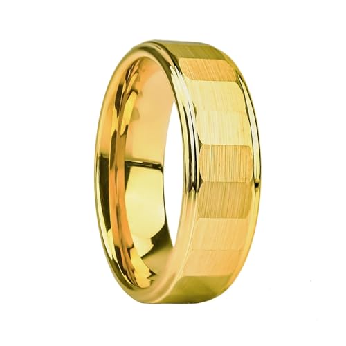 Bague en tungstène 8mm alliance géométrique brossée haut de gamme