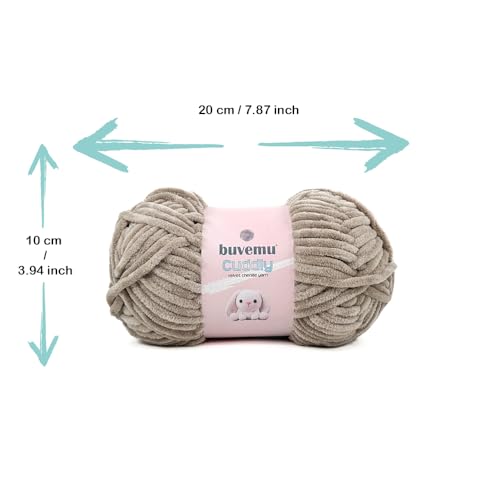 Image of Cuddly Velvet Chenille Yarn, Super Soft Fluffy Bulky for Knitting Crocheting Crafting Blanket Amigurumi, Durable for Shedding, 100 Gram (3.53 Ounces) 109 Yards (100 Meters) (Mink) (3 Skeins)