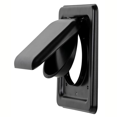 Image of NO-PEST VENT Dual Door Dryer Vent Cover 4 Inch Outdoor, Made in USA, Highest UV-Resistant Plastic, No Lint-Collecting Screen (Onyx, 4 inch Metal Vent With Duct Tube)