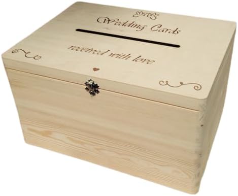 Wedding Guests Wish Post Box Lockable Wooden Box with Slot Wedding Cards Envelopes Drop in Memory Box Wishing Well Bride and Groom Personalised Present