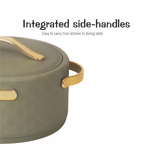Image of Thavor Stainless Steel 2000Ml Casserole|Advanced Pu Insulation|Elegant Design Insulation|Keeps Food Hot&Fresh For Long Hrs|Chapati,Roti,And More (Green)