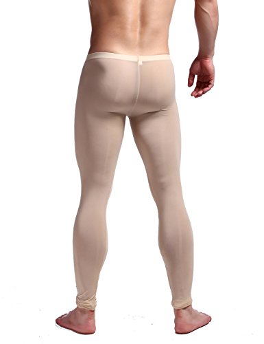 K-Men Men Ice Silk Underwear Low Rise Slim Legging Tight Pant Mesh Long Trousers3