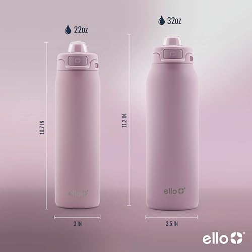 Image of Ello Pop & Fill 22oz Stainless Steel Water Bottle with Quick Fill Technology, Double Walled and Vacuum Insulated Metal, Leak Proof Locking Lid, Sip and Chug, Reusable, BPA Free, Mauve