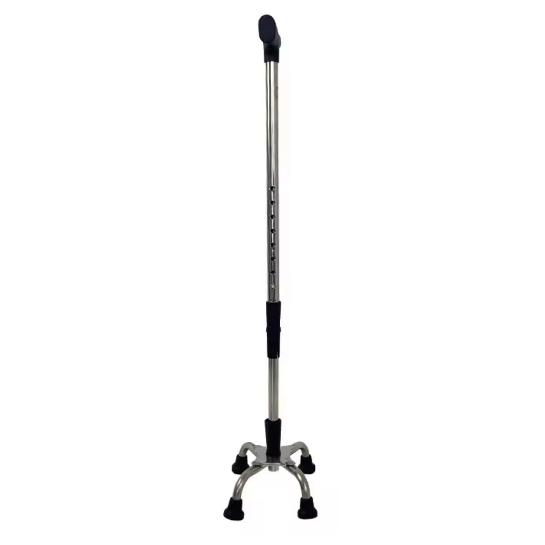 Laska Quad Cane z antypoślizgowymi gumowymi tulejkami, w pełni regulowana z 10 ustawieniami wysokości dla dodatkowej stabilności dla osób starszych