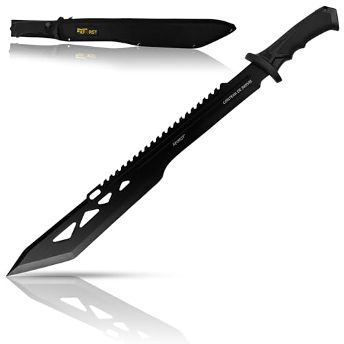 Grande Machete Xforst Affilata X-MTech, Lunghezza totale: 64,5 cm, con lama fissa e custodia inclusa.