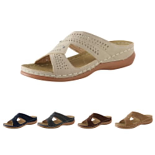 Orthotic Slippers for Plantar Fasciitis Open Toe Comfort Sandals with Arch Support Dressy Casual Summer Shoes Wide Width Wedge Sandals Comfortable Beach Shoes Ladies Outdoor Slippers 2025 Fashion