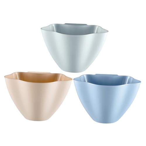 NIYANGLE Set de 3 Cubos Cubos de Basura Colgantes de Plástico para Puerta de Cocina Colores Azul Nórdico Rosa Nórdico Prácticos para Reciclaje y Organización el Hogar