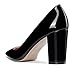 Aachcol Women Pumps Pointed Toe Slip on Mid Heel Dress Office Chunky Block Heels Shoes 3 Inches Black Patent 9 M US