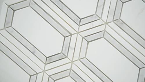 Tenedos Corinto Bianco Dolomite with Grey Hexagon Picket Pattern Marble