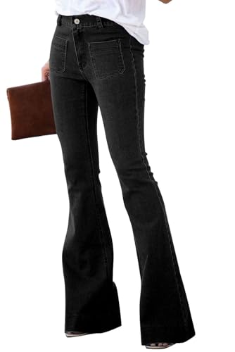 Sidefeel Womens High Waisted Jeans Stretchy Wide Leg Casual Flare Bell Bottom 2024 Fashion Denim Pants