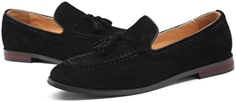 Santimon Mens Fashion Shoes Casual Dress Tassel Slip on Driving Flats Suede Loafers Black 10.5 US | Image 4
