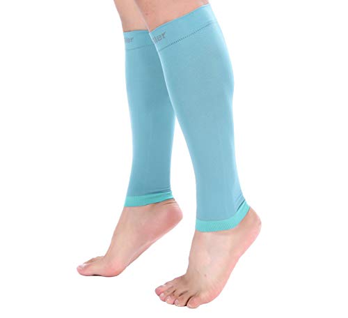 Image of Doc Miller Calf Compression Sleeve - 1 Pair 20-30mmHg Support (Teal, 5X-Large)
