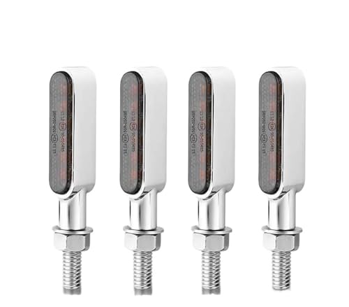 PBCGTFHJK 8mm Fit for Mini L-ed Motorcycle Turn Light lamp Indicators Blinker clignotant Moto L-ed Fit for yamahaa Fit for Kawasaki Cafe Racer(4pcs 6leds Chrome)