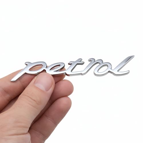Image of JVCV 3D Metal Petrol Sticker for Car Fuel Tank Chrome Logo Decal Emblem Badge for All Cars and Bikes (Petrol, Silver)