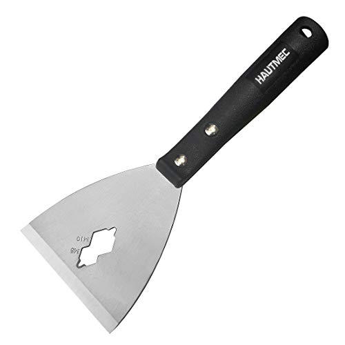 HAUTMEC Professional Stainless Steel Chisel Scraper with Threaded Handle, 4-Inch HT0053-PT