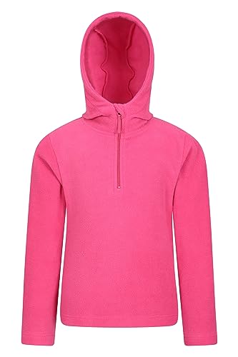 Mountain Warehouse Camber Kids Microfleece Hoodie - Breathable, Lightweight, Anti-Pill & Quick Dry Pullover for Boys & Girls - For Spring Summer & Walking Dark Pink Kids Size 9-10 Years