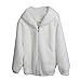 Riou Bianco Giubbotto con Cappuccio Donna Caldo Maglione Spessa Peluche Cappotto con Maniche Lunghe da Donna Moda Capispalla Maglioni Giacche Casual Giacca Pelliccia Autunno Inverno Elegant