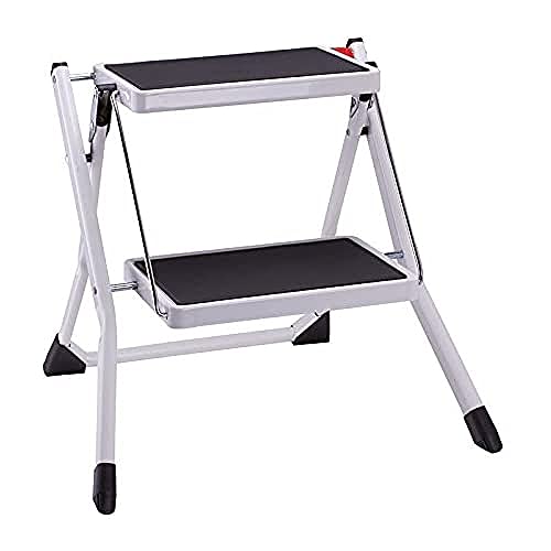 MSV, Sgabello a 2 gradini, Pieghevole, Sgabello leggero, Acciaio, Max 150 kg, Rivestimento...